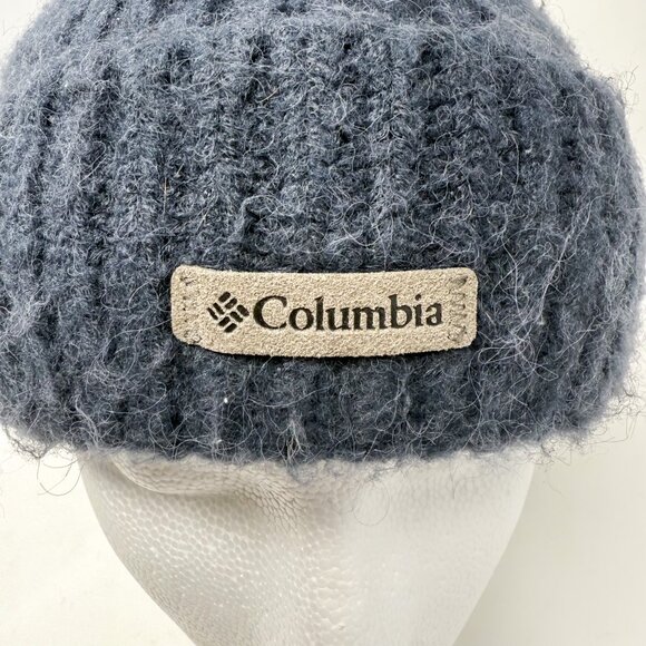 Columbia Winter Blur Pom Pom Beanie Hat Blue One Size Fits All Fleece Lined Cozy - Picture 2 of 9